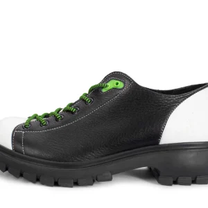 Women's^Fluevog Shoes Mardi | Leather Hiker Shoe Black/White