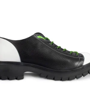 Women's^Fluevog Shoes Mardi | Leather Hiker Shoe Black/White