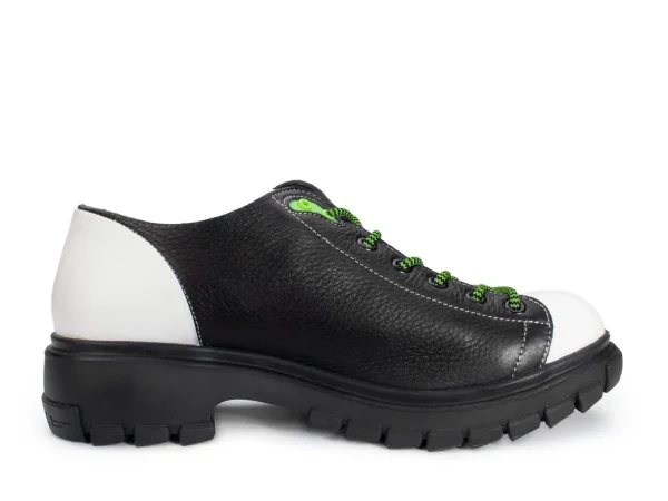 Women's^Fluevog Shoes Mardi | Leather Hiker Shoe Black/White