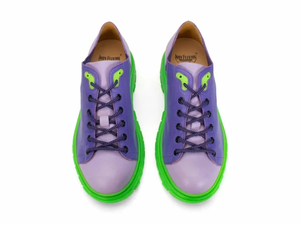 Women's^Fluevog Shoes Mardi | Leather Hiker Shoe Purple/Green