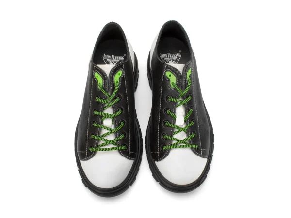Women's^Fluevog Shoes Mardi | Leather Hiker Shoe Black/White
