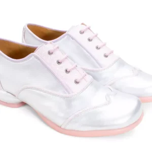Women's^Fluevog Shoes Martha | Contrast Lace-Up Shoe Silver/Pink Glitter