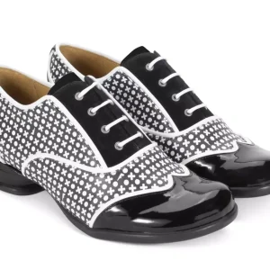 Women's^Fluevog Shoes Martha | Contrast Lace-Up Shoe Black/White Xo