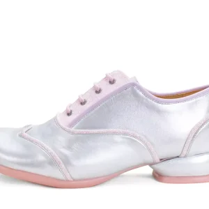 Women's^Fluevog Shoes Martha | Contrast Lace-Up Shoe Silver/Pink Glitter