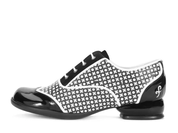 Women's^Fluevog Shoes Martha | Contrast Lace-Up Shoe Black/White Xo