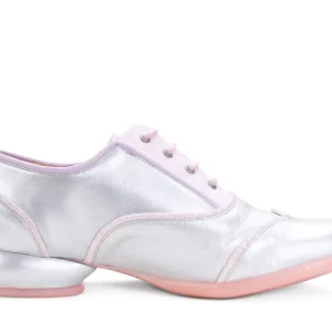 Women's^Fluevog Shoes Martha | Contrast Lace-Up Shoe Silver/Pink Glitter