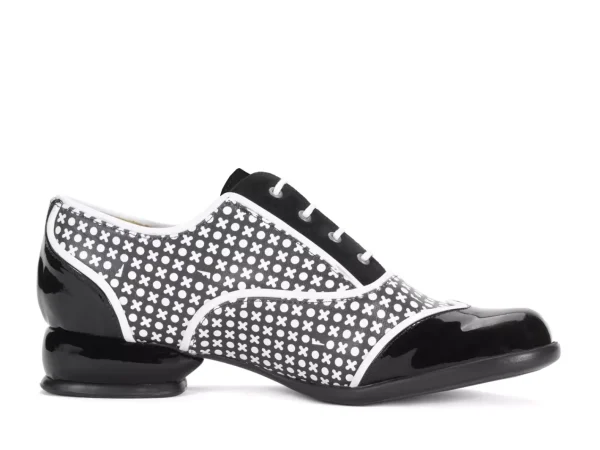 Women's^Fluevog Shoes Martha | Contrast Lace-Up Shoe Black/White Xo