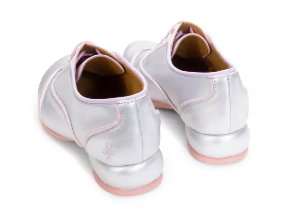 Women's^Fluevog Shoes Martha | Contrast Lace-Up Shoe Silver/Pink Glitter