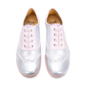 Women's^Fluevog Shoes Martha | Contrast Lace-Up Shoe Silver/Pink Glitter