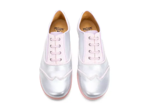 Women's^Fluevog Shoes Martha | Contrast Lace-Up Shoe Silver/Pink Glitter