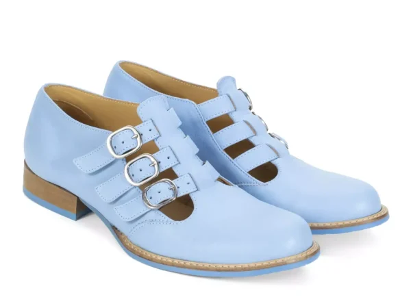 Women's^Fluevog Shoes Mcphee | Triple-Strap Buckle Shoe Blue