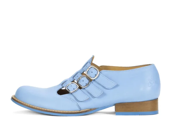 Women's^Fluevog Shoes Mcphee | Triple-Strap Buckle Shoe Blue