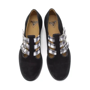 Women's^Fluevog Shoes Mcphee | Triple-Strap Buckle Shoe Black/Plaid