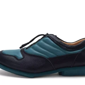 Men's^Fluevog Shoes Meridian | Slip-On Shoe With Plastic Toggle Black/Teal