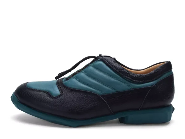 Men's^Fluevog Shoes Meridian | Slip-On Shoe With Plastic Toggle Black/Teal