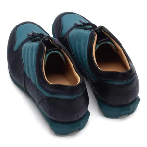 Men's^Fluevog Shoes Meridian | Slip-On Shoe With Plastic Toggle Black/Teal