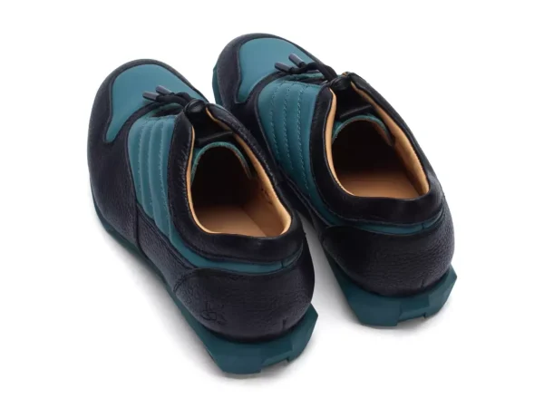 Men's^Fluevog Shoes Meridian | Slip-On Shoe With Plastic Toggle Black/Teal