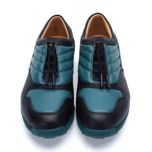Men's^Fluevog Shoes Meridian | Slip-On Shoe With Plastic Toggle Black/Teal
