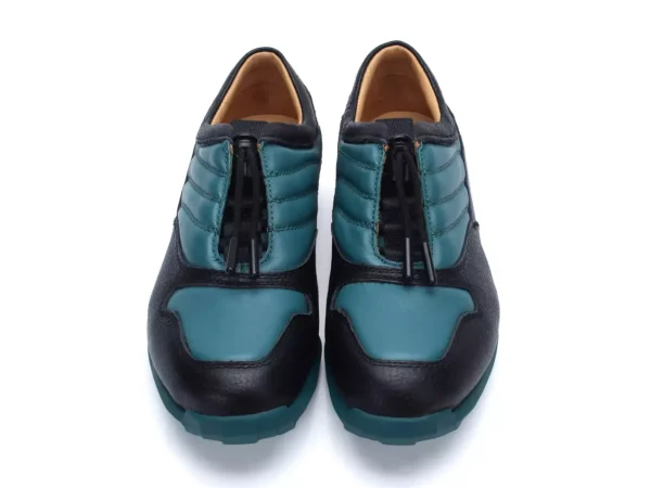 Men's^Fluevog Shoes Meridian | Slip-On Shoe With Plastic Toggle Black/Teal
