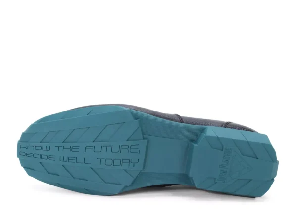 Men's^Fluevog Shoes Meridian | Slip-On Shoe With Plastic Toggle Black/Teal
