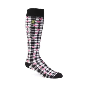 Accessories^Fluevog Shoes Mochi Vog Socks | Spotted Gingham Sock White/Black/Pink Hearts