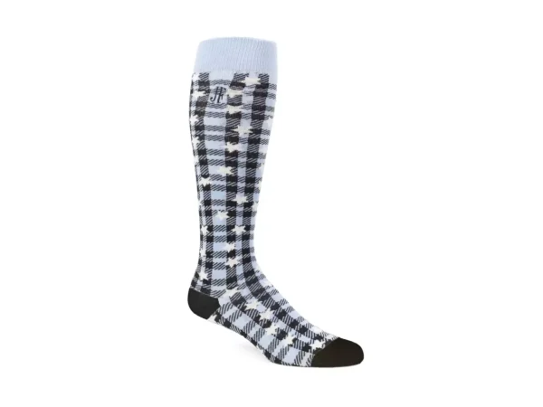 Women's^Fluevog Shoes Mochi Vog Socks | Spotted Gingham Sock Black/Blue Stars