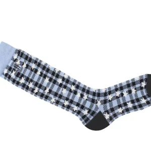 Women's^Fluevog Shoes Mochi Vog Socks | Spotted Gingham Sock Black/Blue Stars