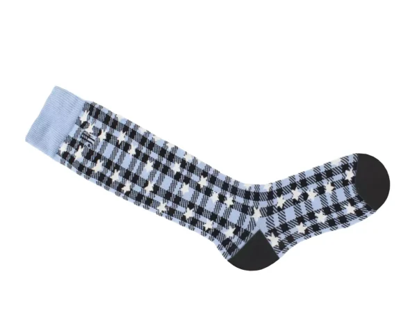 Women's^Fluevog Shoes Mochi Vog Socks | Spotted Gingham Sock Black/Blue Stars