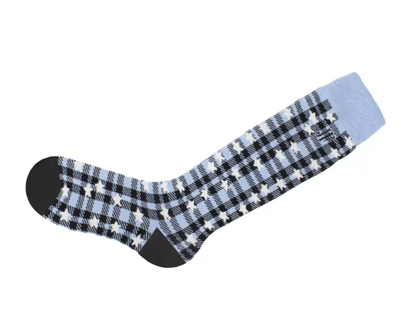 Women's^Fluevog Shoes Mochi Vog Socks | Spotted Gingham Sock Black/Blue Stars