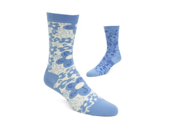 Women's^Fluevog Shoes Monkey Vog Socks | Custom Floral Sock Blue Floral Twins