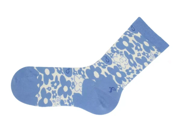 Women's^Fluevog Shoes Monkey Vog Socks | Custom Floral Sock Blue Floral Twins