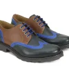 Men's^Fluevog Shoes Nathaniel | Double Wingtip Derby Green/Blue/Brown