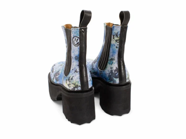 Women's^Fluevog Shoes Nerds | Platform Chelsea Boot Blue Graffiti