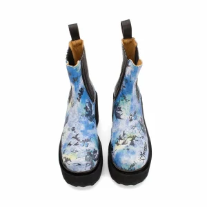 Women's^Fluevog Shoes Nerds | Platform Chelsea Boot Blue Graffiti