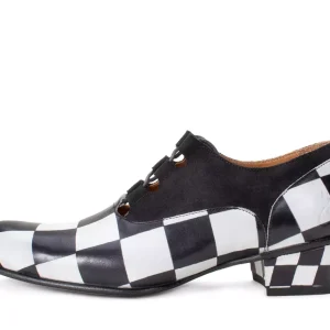 Women's^Fluevog Shoes Obero | Open Lace-Up Shoe Black/White