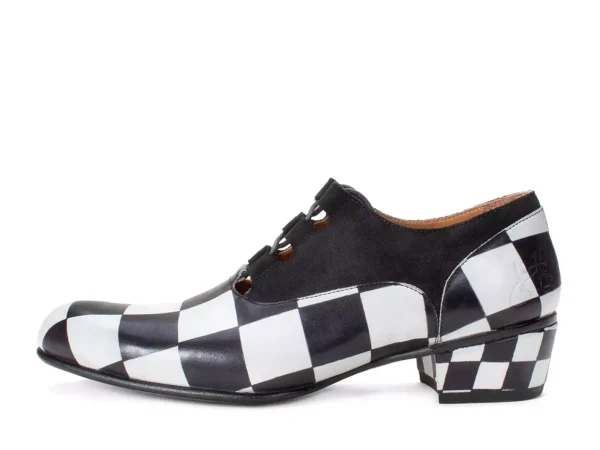 Women's^Fluevog Shoes Obero | Open Lace-Up Shoe Black/White