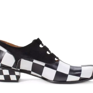 Women's^Fluevog Shoes Obero | Open Lace-Up Shoe Black/White