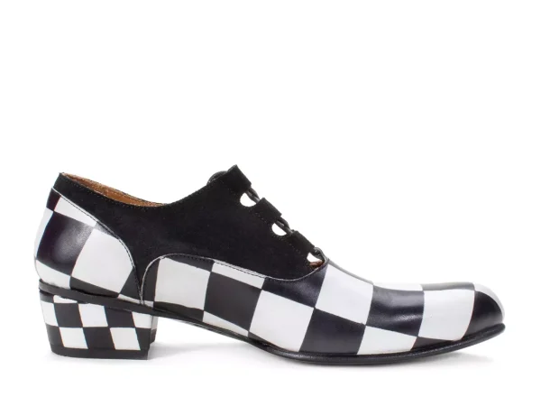 Women's^Fluevog Shoes Obero | Open Lace-Up Shoe Black/White