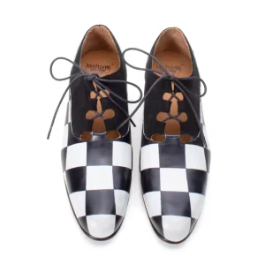 Men's^Fluevog Shoes Obero | Open Lace-Up Shoe Black/White