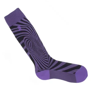 Women's^Fluevog Shoes Oberon Vog Socks | Knee-High Optical Illusion Sock Purple/Black