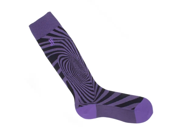 Women's^Fluevog Shoes Oberon Vog Socks | Knee-High Optical Illusion Sock Purple/Black