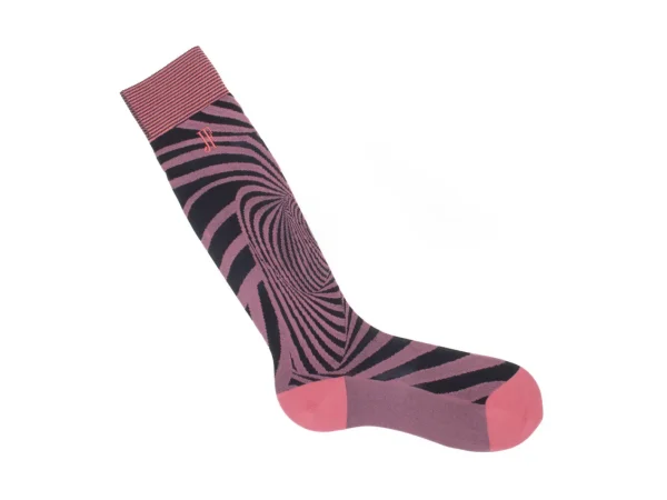 Women's^Fluevog Shoes Oberon Vog Socks | Knee-High Optical Illusion Sock Pink/Black