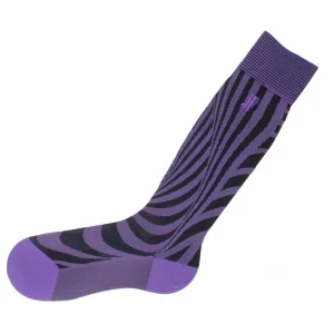 Women's^Fluevog Shoes Oberon Vog Socks | Knee-High Optical Illusion Sock Purple/Black