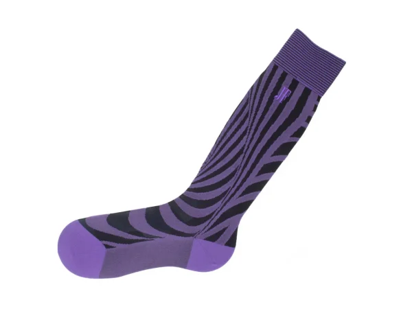 Women's^Fluevog Shoes Oberon Vog Socks | Knee-High Optical Illusion Sock Purple/Black