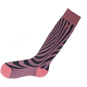 Women's^Fluevog Shoes Oberon Vog Socks | Knee-High Optical Illusion Sock Pink/Black