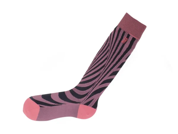Women's^Fluevog Shoes Oberon Vog Socks | Knee-High Optical Illusion Sock Pink/Black