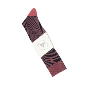 Women's^Fluevog Shoes Oberon Vog Socks | Knee-High Optical Illusion Sock Pink/Black
