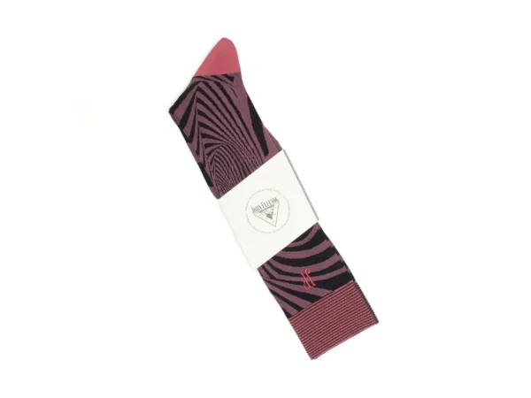 Women's^Fluevog Shoes Oberon Vog Socks | Knee-High Optical Illusion Sock Pink/Black