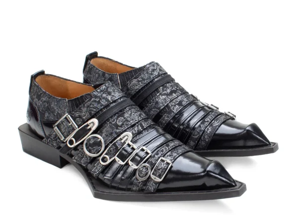 Men's^Fluevog Shoes Ozzy | Slip-On Swordfish Buckle Shoe Black