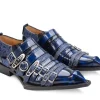 Men's^Fluevog Shoes Ozzy | Slip-On Swordfish Buckle Shoe Blue
